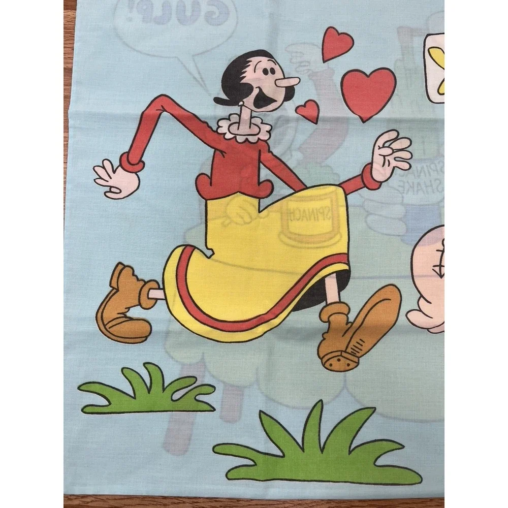 Vintage Pillowcase with Popeye, Olive Oyl & Sweet‎ Pea - Double Sided